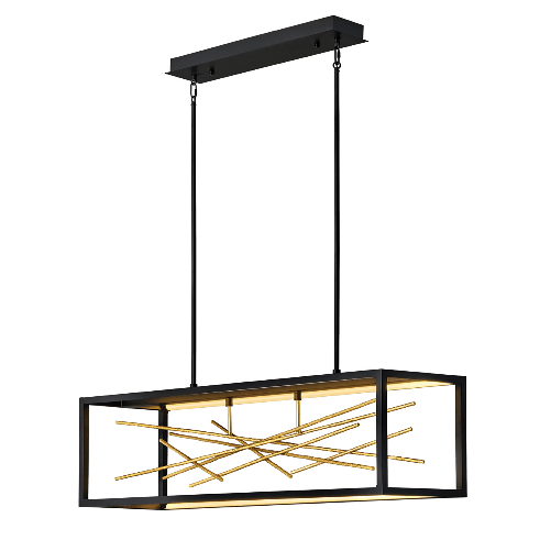Lampadario Industrial Nordico Styx Acciaio Nero Oro Led Integrato 55W 3000K