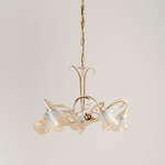 Lampadario Classico Arte Povera 5 Luci Ferro Battuto Avorio e Oro Serie Cestino