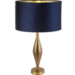 Lampada Da Scrivania Contemporanea Segale Ottone 1 Tessuto Blu Luce E27