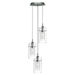 Lampadario Contemporaneo Duo 1 Acciaio Argento Vetro Cromo 3 Luci E14