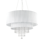 Lampadario Classico Opera Vetro,Tessuto,Cristalloistallo Bianco 10 Luci E27