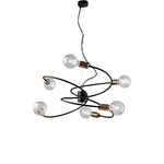 Be Light Sospensione Industrial 6 Luci Vortex Ferro Nero E Ottone Brunito