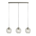 Lampadario Contemporaneo Balls Acciaio Cromo Vetro Trasparente 3 Luci E14