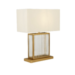 Lampada Scrivania Contemporanea Clarendon Acciaio Ottone Vetro Bianco 1 Luce E27