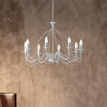 Lampadario Provenzale Fiammingo 8 Luci Ferro Bianco Shabby Serie Rustico