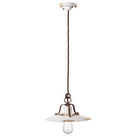 Lampadario Vintage Country Ferro E Ceramica Bianco 1 Luce E27 30Cm