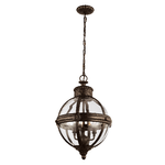 Lampadario Industrial Nordico Adams Acciaio Bronzo Inglese Vetro 3 Luci E14