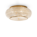 Ideal Lux Plafoniera Contemporanea Pasha' Metallo-Cristallo Oro 10 Luci E14