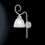 Be Light Applique 1 Luce Ferro Batturo Bianco Shabby e Vetro Bianco Serie Aurelio