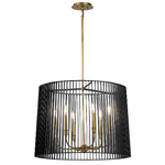 Lampadario Contemporaneo Linara Acciaio Nero Ottone Naturale Ottone 6 Luci E14