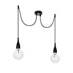 Sospensione Moderna Minimal Metallo Nero 2 Luci E27 8W 3000K Luce Calda