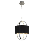 Lampadario Contemporaneo Madrid Acciaio Cromo Tessuto Nero Led 20W 3000K