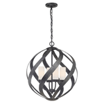 Lampadario Per Esterno Nordico Blacksmith Acciaio Nero Antico Vetro 4 Luci E14