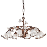 Lampadario Classico Siena Metallo E Ceramica Ruggine Decorato Lucido 8 Luce E14