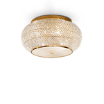 Ideal Lux Plafoniera Contemporanea Pasha' Metallo-Cristallo Oro 6 Luci E14