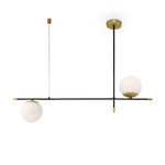 Maytoni Lampadario Contemporanea Nostalgia Metallo Oro Opaco 2 Luci Diffusori Bianchi