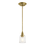 Sospensione Classica Waverly Acciaio Ottone Naturale Vetro 1 Luce E27