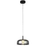 Lampadario Contemporaneo Frisbee Acciaio Nero Vetro Led 16,37W 3000K