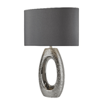 SearchLight Lampada Da Scrivania Artigiano Ceramica Cromo Tessuto Grigio 1 Luce E27