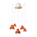 Lampadario Vintage DecÃ² Berimbau Ceramica Arancio PokÃ¨ 3 Luci E27