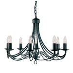 Lampadario Industrial-Nordico Maypole Acciaio Nero 8 Luci E14