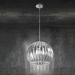 Lampadario In Metallo Contemporaneo Slice Cromo Trasparente 1 Luce E27 Piccolo