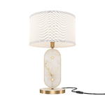 Maytoni Lampada Da Tavolo Moderna Marmo Metallo Oro Paralume Tessuto 1 Luce E27 40W