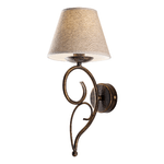 Be Light Applique 1 Luce Vienna Ferro Marrone E Oro Con Paralume In Pvc