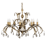 Lampadario Classico Lily Metallo Patina Di Bronzo Vetro 8 Luci E14