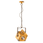 Lampadario Vintage Industrial Ferro E Ceramica Giallo 1 Luce E27