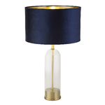 Lampada Da Scrivania Contemporanea Oxford Acciaio Ottone Tessuto Blu 1 Luce E27