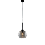 Be Light Sospensione Moderna Ankara 1 Luce Ferro Nero Vetro Soffiato Grigio Specchiato