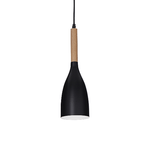 Sospensione Industrial-Minimal Manhattan Legno Nero 1 Luce E14