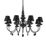 Lampadario Shabby Chic-Provenzale Blanche Metallo Nero 8 Luci E14