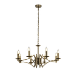 Lampadario Industrial-Nordico Ascot Acciaio Ottone 8 Luci E14