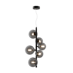 Maytoni Lampadario Contemporaneo Dallas Metallo Nero 6 Luci Diffusori Vetro Specchiato