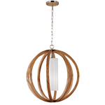 Sospensione Industrial Nordica Allier Legno Acciaio 1 Luce E27 D66Cm