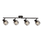 Plafoniera Industrial-Nordico Meshy Acciaio Nero 4 Luci E14