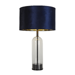 Lampada Scrivania Oxford Acciaio Ottone Tessuto Blu Scuro 1 Luce E27