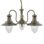 Lampadario Classico Fisher Man Acciaio Adjustable Vetro 3 Luci E27