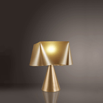 Linea Zero Lampada Da Tavolo A Cono 1 Luce Wanda In Polilux Oro D30 Made In Italy