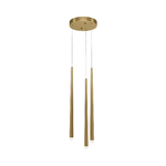 Lampadario A Sospensione Moderno Cascade Alluminio Ottone 3 Luci Led 18W