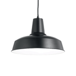 Sospensione Industrial-Minimal Moby Metallo Nero 1 Luce E27