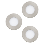 Eglo Faretto Ad Incasso Moderno Fueva 1 In Metallo Nichel Satinato 3 Luci Led 2,8W