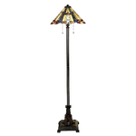 Piantana Tiffany Inglenook Metallo Bronzo Valiant 2 Luci E27