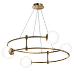 Maytoni Lampadario Minimal Balance In Metallo Oro 4 Luci E Diffusori Sferici Bianchi