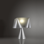 Linea Zero Lampada Da Tavolo A Cono 1 Luce Wanda In Polilux Silver D30 Made In Italy