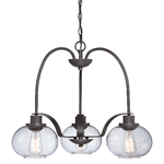 Lampadario Industrial Trilogy Metallo Bronzo Antico 3 Luci E27 3 Diffusori