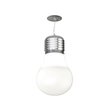 Sospensione Contemporanea Big Lamp Metallo Cromo Vetro Bianco 1 Luce E27