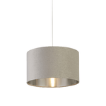 Sospensione Contemporanea Tamburo Acciaio Grigio Velluto Grigio 1 Luce D38Cm